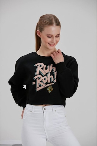 Meecy Kadın Siyah Baskılı Sweatshirt Siyah Siyah