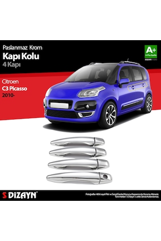 S-Dizayn Citroen C3 Picasso Krom Kapı Kolu 4 Kapı 2010 Üzeri