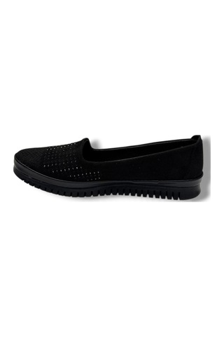 Ayzen S160-26 Süet Taşlı Ultra Soft Anatomik Kadın Ayakkabı Siyah