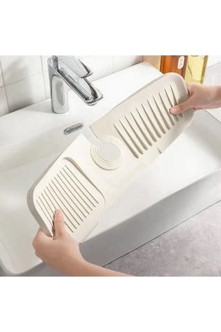 Beyaz Bulaşık Süngeri Banyo Lavabo Tezgahı Koruyucu Silikon Musluk Matı Su Geçirmez Kaymaz Plastik B Diğer