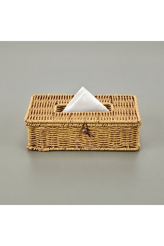 Mien Rattan Dikdörtgen Peçetelik - Açık Kahverengi Açık Kahverengi