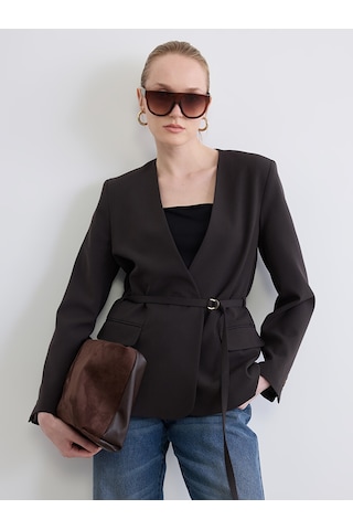 Lcw Studıo Kahverengi Beli Kemerli Kadın Blazer Ceket