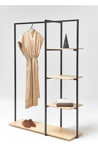 Ararat Siyah Metal Ahşap Askılık Siyah