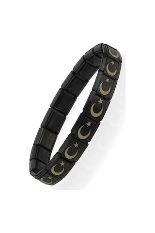 Ay Yıldız Türk Bayrağı İtalyan Charm Unisex Çelik Bileklik Scb55 Siyah 37919996