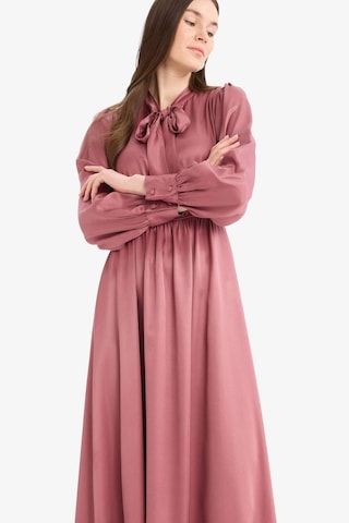 Defacto Regular Fit Fiyonk Yaka Saten Uzun Kollu Midi Elbise F0819AX25SP Bordo