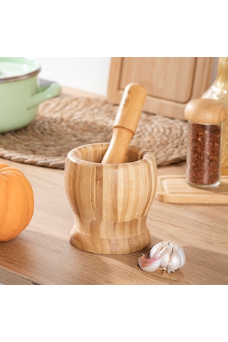 Porsima By-57 Doğal Bambu Havan Sarımsak Döveceği Sarımsak Ezici