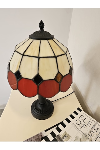 Yüceeller Vitray Abajur Masa Lambası El Yapımı Kırmızı