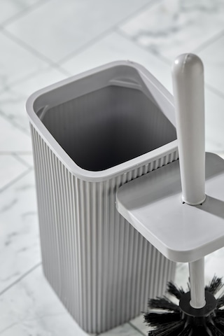 Line Çizgili Kare Kapaklı Wc Banyo Fırçası - Tuvalet Fırçası Gri