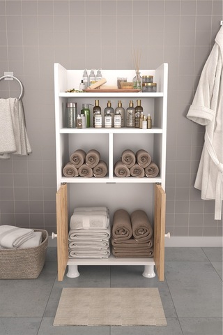 Lia 4 Bölmeli Kapaklı Çok Amaçlı Dolap Organizer Sonomo Beyaz Banyo Dolabı