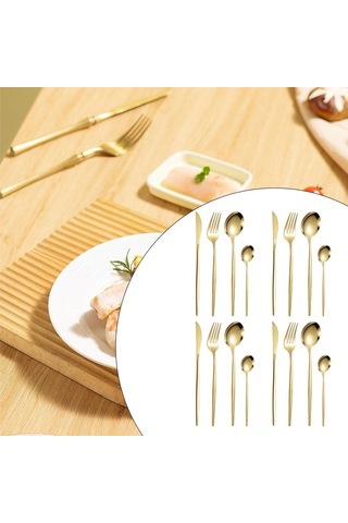 Suntek Mutfak Çatal Bıçak Takımı Çok Altın-16-adet