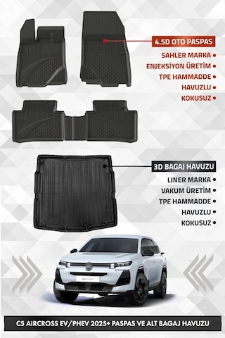 Citroen C5 Aircross Elektrikli/plug İn Hybrid 2025+ Uyumlu 4.5d Sahler Premium Havuzlu Paspas Ve Lin
