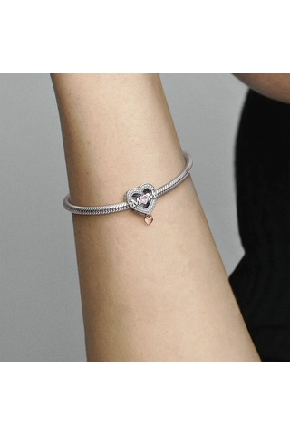 Nur Silver İki Renkli Kafes İşi Mum Ve Kalp Gümüş Charm Nur-ch00007 Çok Renkli