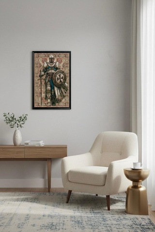 Raschel Home Premium Kumaş Halı Çerçeveli Tablo Halı Dokulu Özel Çerçeveli Bordo 80 X 120 Çok Renkli