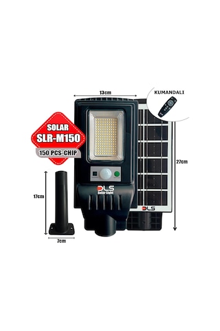 150 Ledli Güneş Enerjili Solar Bahçe Çevre Sokak Lambası Dls