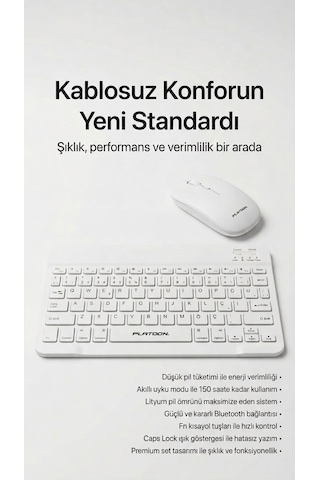 Şarj Edilebilir Ultra İnce Bluetooth Klavye Mouse Seti - Premium Sessiz Profesyonel Kablosuz Takım