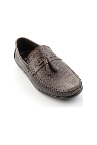 Kahve Baskılı Hakiki Deri Erkek Loafer Ayakkabı E01697032503 Kahve