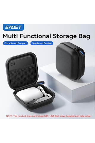 Taşınabilir Saklama Çantası Dijital Saklama Çantası Eva+600d Oxford Kumaş Kablosuz Kulaklık Telefon Sd Kart İçin Siyah