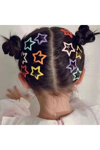 Renkli Yildizli Çıtçıtlı Toka Seti 12 Adet Çok Renkli