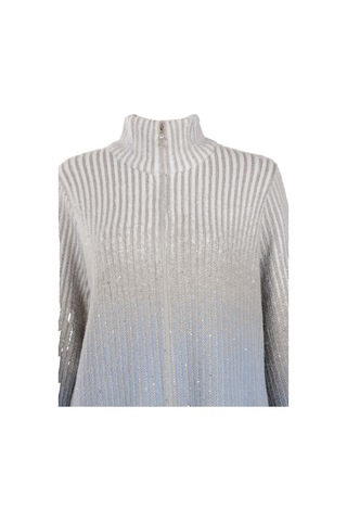 Vedi-bb Oversize Yüksek Yakalı Balon Kol Kadın Ceket - Minimalist Tarz Mavi