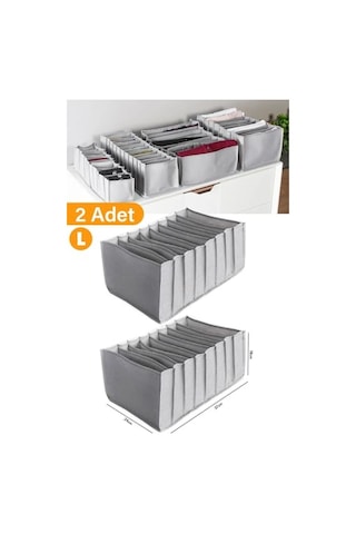 2 Adet - 11 Gözlü Antrasit Çekmece Içi Düzenleyici Organizer Large Diğer