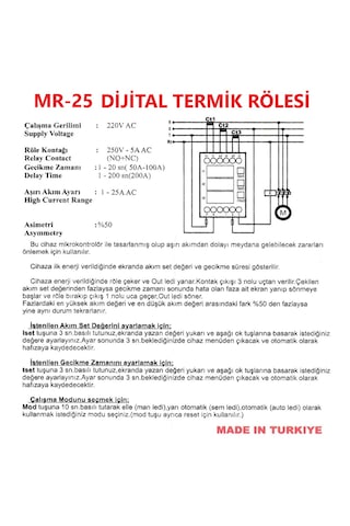 Metess - Mr-25 Dijital Termik Rölesi