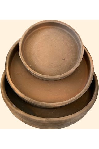 3'lü %100 Pişmiş Toprak Güveç-Fırın Tepsisi-Pişirme Kabı Seti Toprak
