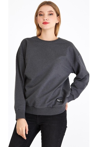 Comeor Kadın Antrasit Basic Bisiklet Yaka Regular Fit Rahat Sweatshirt 001