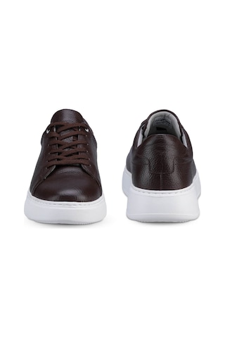 Hatemoğlu Erkek Kahverengi Deri Esnek Taban Bağcıklı Casual Ayakkabı Sneaker Kahverengi