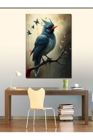 Kanvas Tablo Daldaki Mavi Kuş 50cmx70cm