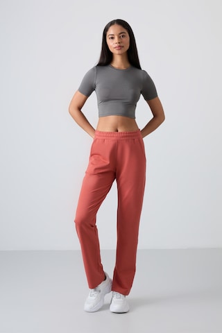 Tommy Life Kiremit Yüksek Bel Cepli Rahat Form Klasik Paça Kadın Eşofman Alt - 94584 Kiremit