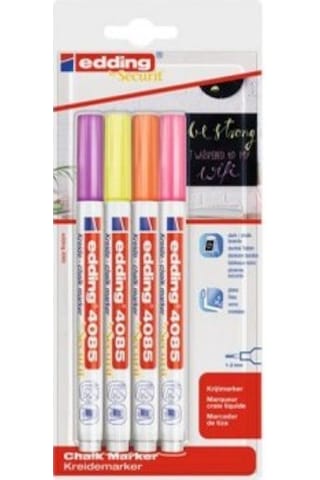 Edding 4085 Tebeşir Chalk Kalem Seti Fosforlu 4'Lü