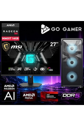 Go Gamer E617DF i7-14700F 16 GB 512 GB SSD RX9060XT 16 GB 27" Free Dos Oem Paket Masaüstü Oyuncu Bilgisayarı