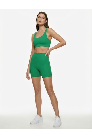 Koton Slim Fit Yüksek Bel Ekstra Mini Spor Biker Tayt Yeşil 6wak40254nk Yeşil