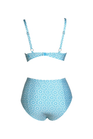 Endeep Kadın Balenli Destekli Büyük Beden Açık Mavi Yüksek Bel Bikini Takımı Açık Mavi
