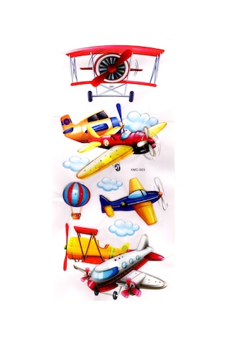 Duvar Sticker Kabartmalı 3 Boyutlu Sticker, 3d Duvar Stiker Xmc003 55x25 Cm - Uçak Çok Renkli