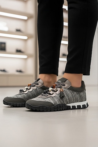 Tw Tonny White Tokyo - 193-1 Kadın Hasır Sneaker Süet Detaylı Boncuklu Calla Gri