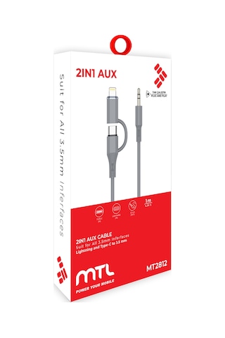Type-c Ve Apple Uyumlu iPhone Lightning To 3.5mm Aux Dolanmaz Silikon Ses Kablosu 2 İn 1 Stereo Otg Mt2812