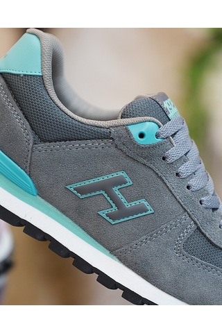 1743-peru Hakiki Deri Anatomik Eva Tabanlı Unisex Sneak Gri Turkuaz Çok Renkli