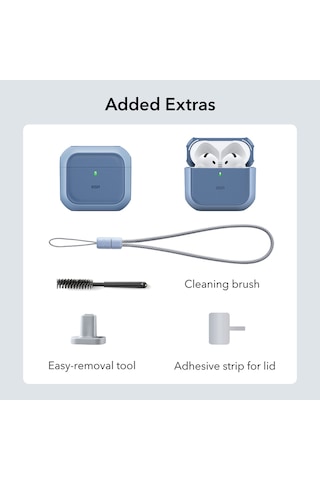 Apple Uyumlu AirPods 4 2024 Halolock Orbit Hybrid Magsafe Kılıf Mavi