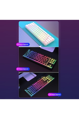 Lemestar Ajazz Pbt Pudding Mekanik Klavye Tuş Takımı - 108 Tuş, Donuk Yüzeyli, Beyaz Renk