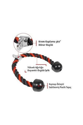 Xtreme Fitness Triceps Halatı Kırmızı Siyah Kırmızı - Siyah