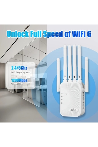 Xuweiwei Beyaz 1200mbps Wifi Tekrarlayıcı Çift Bantlı Ev Ofis Sinyal Güçlendirici 2.4g 5ghz