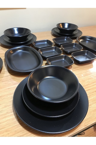 Keramika Mat Siyah 32 Parça 6 Kişilik Yemek Kahvaltı Takımı