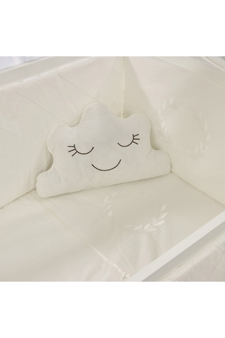 Meltem Kids Kral Sallanır Ahşap Anne Yanı Beşik 60x120 cm (beyaz-motto ekru) Ekru