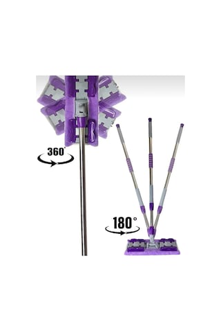 Büro Ev Ofis Yazlık Hijyeni İçin 4 Mandal Yedek Bezli Uzayan Cam Yer Tavan Silme Mop Seti