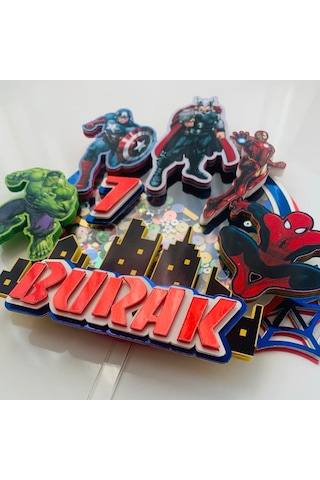 Avengers Temalı Doğum Günü Kişiye Özel Pasta Süsü