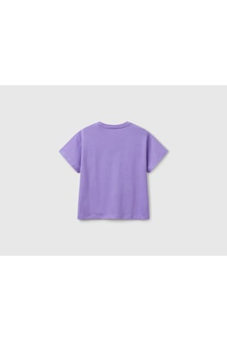 United Colors Of Benetton Benetton Kız Çocuk Önü Payet İşlemeli Baskılı T-shirt Mor