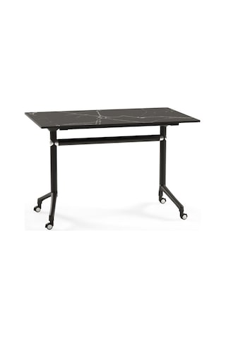 Katlanabilir Tekerlekli Siyah Mermer Desenli Compact Masa 120x77