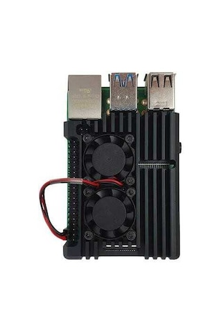 Robotistan Raspberry Pi 4 Alüminyum Çift Fanlı Muhafaza Kutusu -