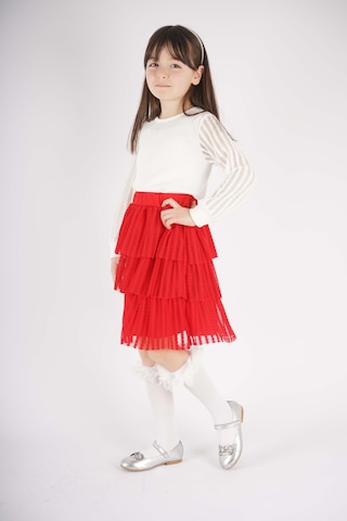 Miniko Kids 23 Nisan 29 Ekim Konsept Kol Tül Detaylı Tütü Etekli Takım Kırmızı